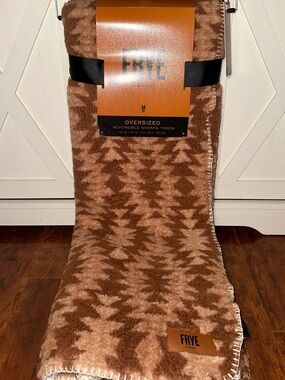 Frye Reversible Tribal Print Sherpa Oversized Throw Blanket